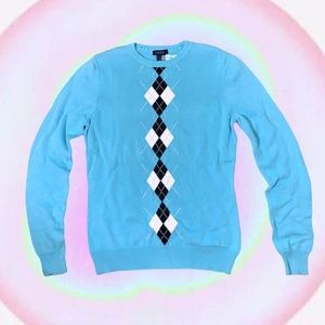 Y2K Blue Argyle Sweater